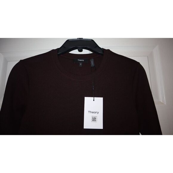 Theory L0224629 Women's Sz M Merlot Side Slit Button Perry Knit Midi Dress $295+ - Picture 6 of 11